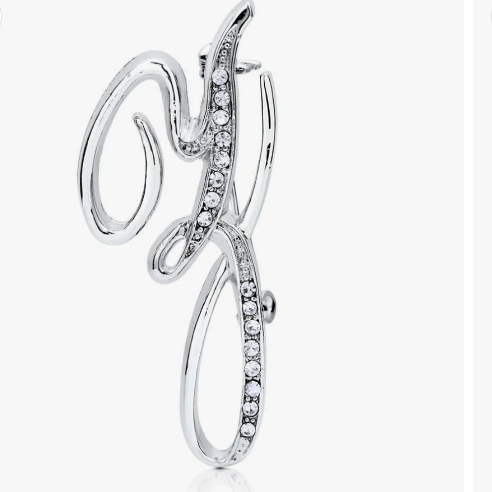 Austrian crystals Z initial silver tone brooch